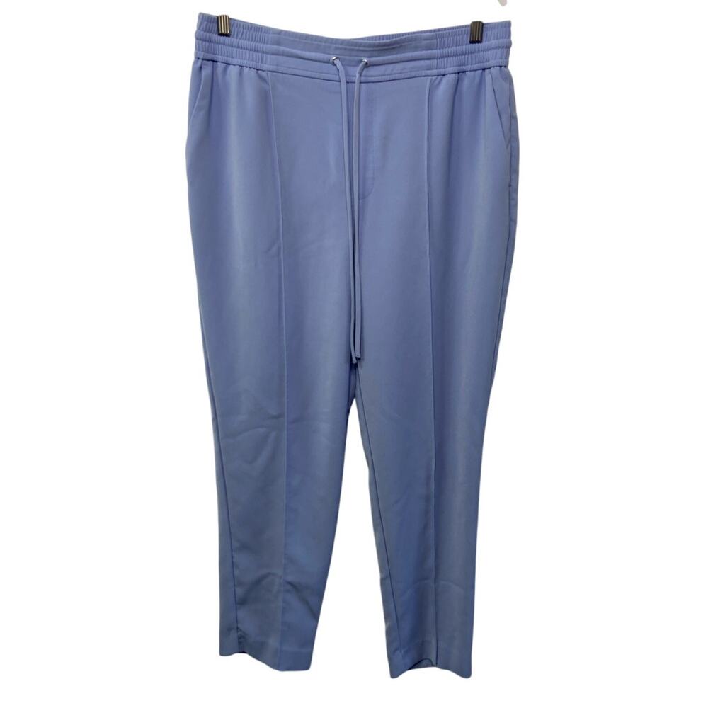 Nine West Slim Straight Blue Track Pants Drawstring Plus Size 14 Stretch Elastic